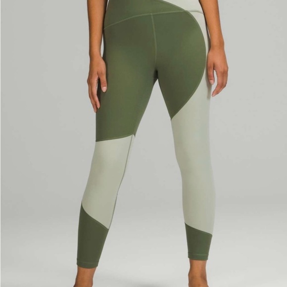Lululemon Athletica Green High-Waisted Leggings Colour Block - Picture 3 of 7